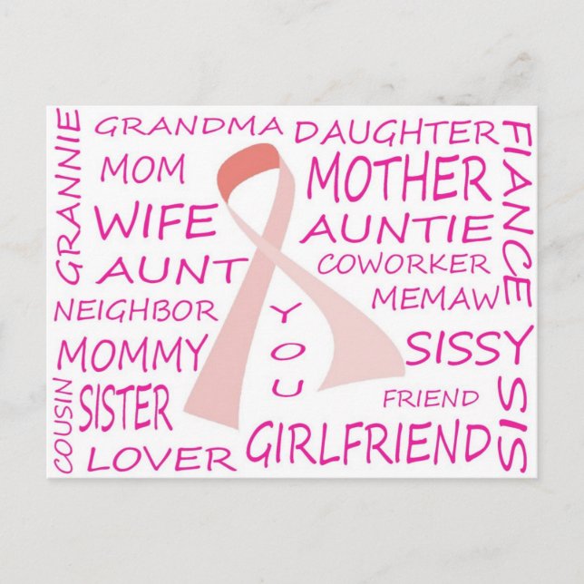 BREAST CANCER AWARENESS PINK RIBBON DESIGN POSTCARD (Front)