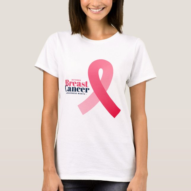 Breast Cancer Awareness Pink Ribbon Design T-Shirt (Front)