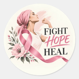 Breast Cancer Awareness Pink Ribbon Fight Hope Classic Round Sticker