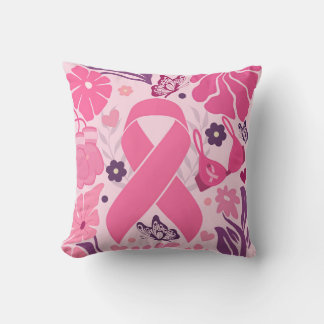 Breast Cancer Awareness Pink Ribbon Fighter Cushion
