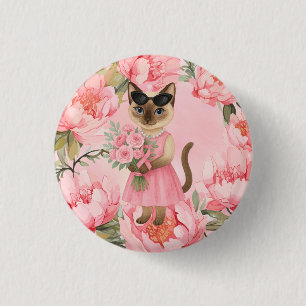 Breast Cancer Awareness Pink ribbon florist themed 3 Cm Round Badge