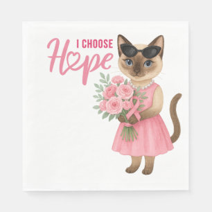 Breast Cancer Awareness Pink ribbon florist themed Napkin