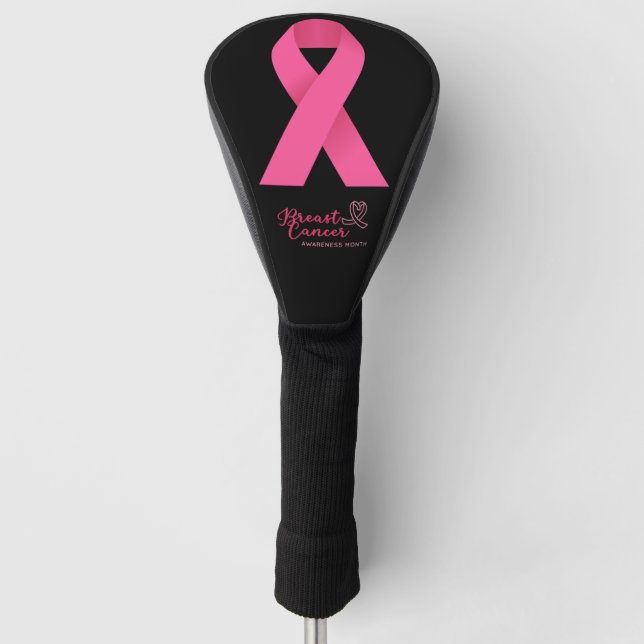 Breast Cancer Awareness Pink Ribbon Golf Head Cover (Front)