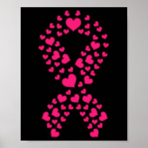 Breast Cancer Awareness Pink Ribbon Heart Poster