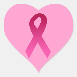 Breast cancer awareness pink ribbon heart sticker