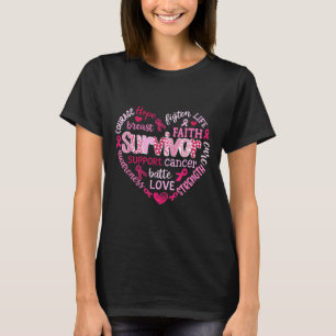 Breast Cancer Awareness Pink Ribbon Heart Survivor T-Shirt