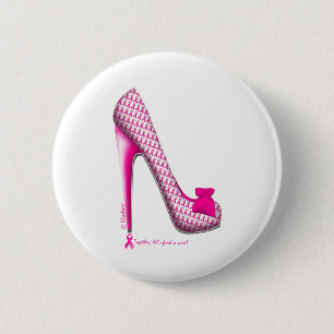 Breast Cancer Awareness Pink Ribbon Heel 6 Cm Round Badge