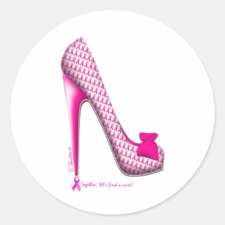 Breast Cancer Awareness Pink Ribbon Heel Classic Round Sticker