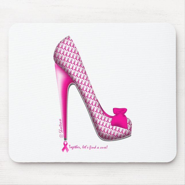 Breast Cancer Awareness Pink Ribbon Heel Mouse Mat (Front)