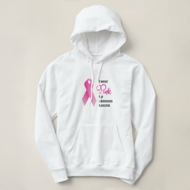 Breast Cancer Awareness. Pink Ribbon Hoodie (Design Front)