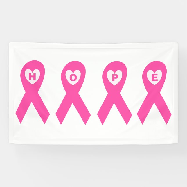 Breast Cancer Awareness Pink Ribbon HOPE Banner (Horizontal)