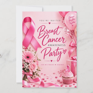 Breast Cancer Awareness Pink Ribbon  Invitation