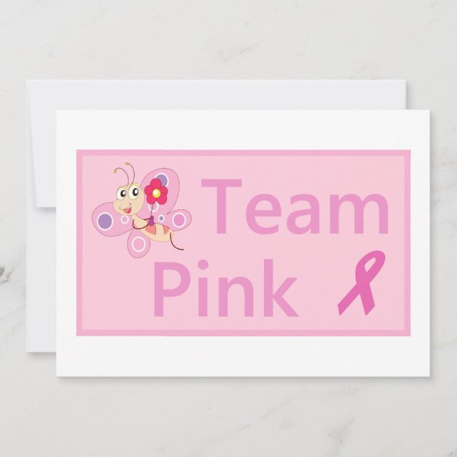 Breast Cancer Awareness pink ribbon invites (Front)