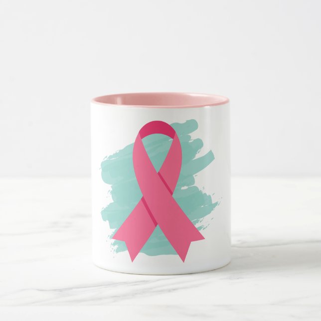 Breast Cancer Awareness Pink Ribbon Logo Mug (Center)