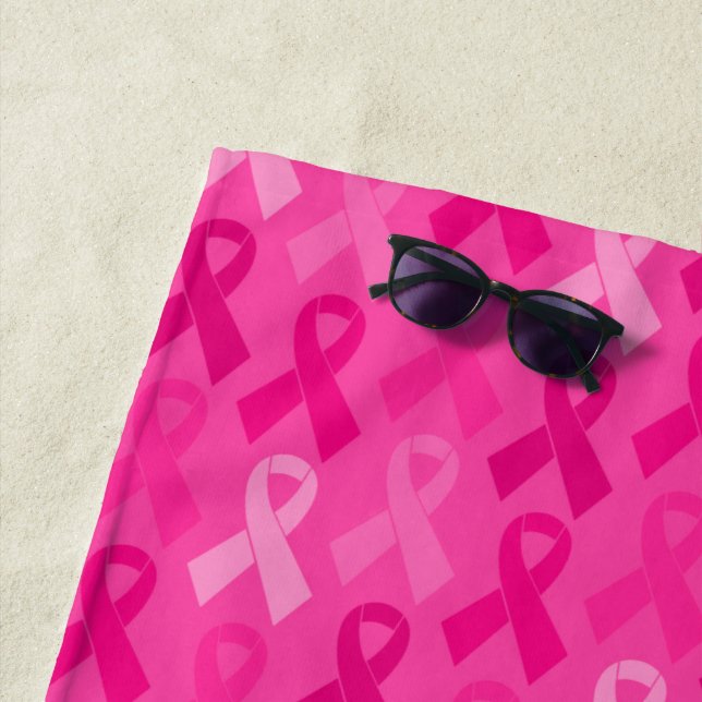 Breast Cancer Awareness Pink Ribbon Pattern Beach Towel (In Situ)