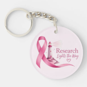 Breast Cancer Awareness Pink Ribbon Research Key Ring