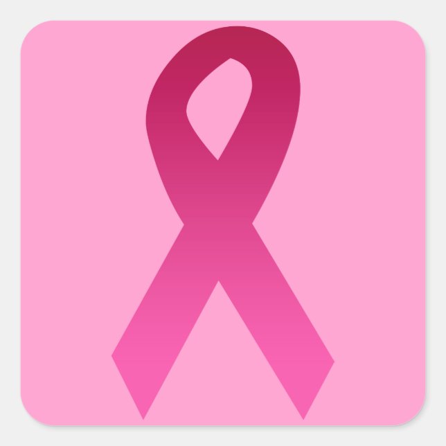 Breast cancer awareness pink ribbon square sticker (Front)