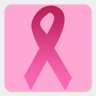 Breast cancer awareness pink ribbon square sticker