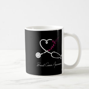 Breast Cancer Awareness Pink Ribbon Stethoscope He Coffee Mug