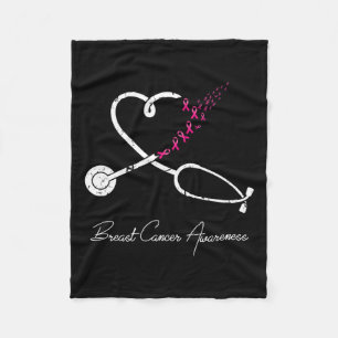 Breast Cancer Awareness Pink Ribbon Stethoscope He Fleece Blanket