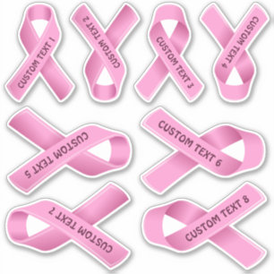 Breast Cancer Awareness Pink Ribbon Sticker Set