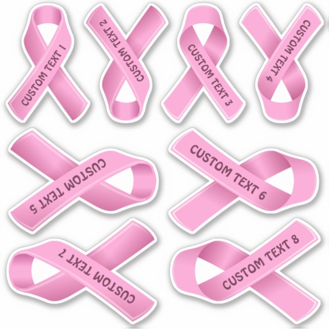 Breast Cancer Awareness Pink Ribbon Sticker Set (Front)