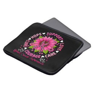 Breast Cancer Awareness Pink Ribbon Sunflower Hope Laptop Sleeve