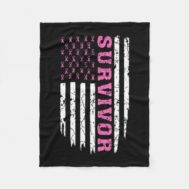 Breast Cancer Awareness Pink Ribbon Survivor Ameri Fleece Blanket (Front)
