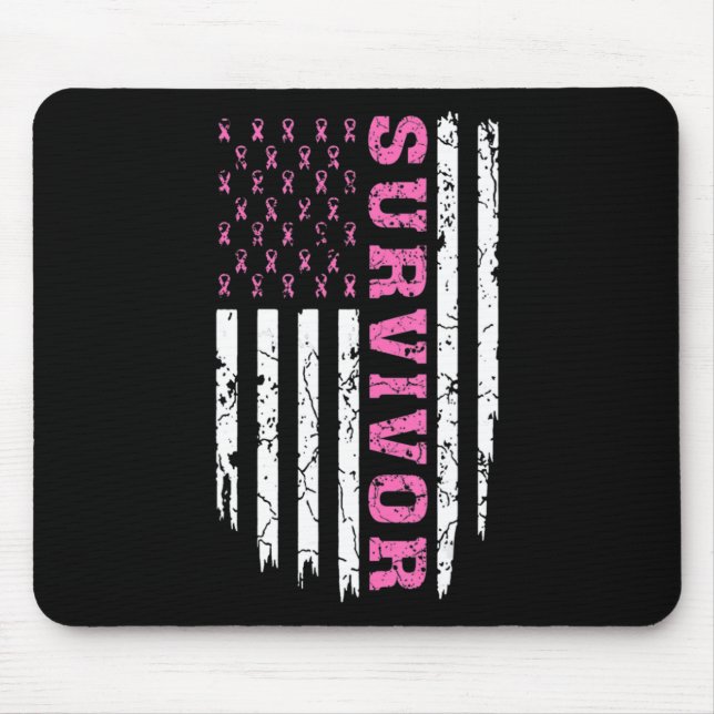 Breast Cancer Awareness Pink Ribbon Survivor Ameri Mouse Mat (Front)