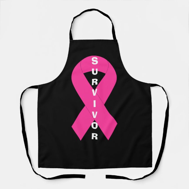 Breast Cancer Awareness Pink Ribbon Survivor Apron (Front)
