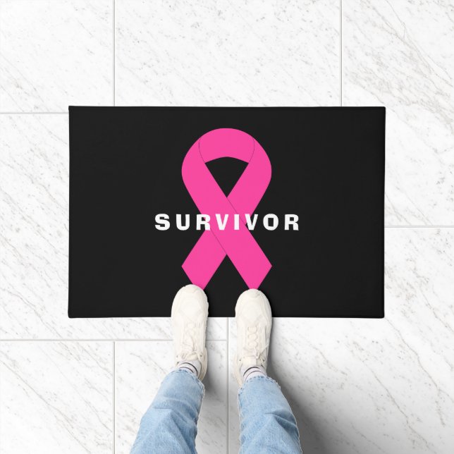 Breast Cancer Awareness Pink Ribbon Survivor Doormat (Indoor)