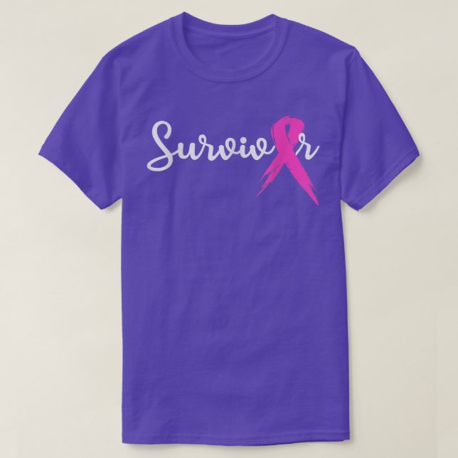Breast Cancer Awareness Pink Ribbon Survivor Gift  T-Shirt (Design Front)