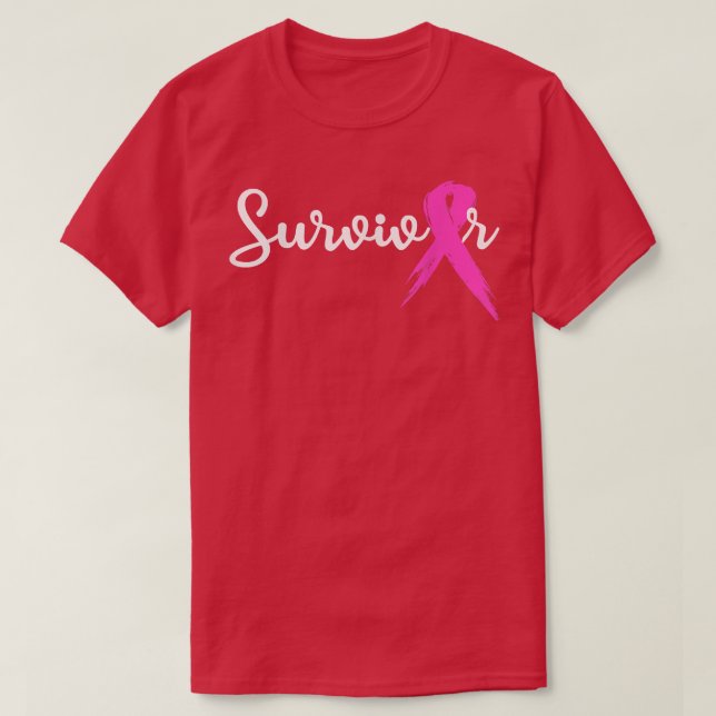 Breast Cancer Awareness Pink Ribbon Survivor Gift  T-Shirt (Design Front)