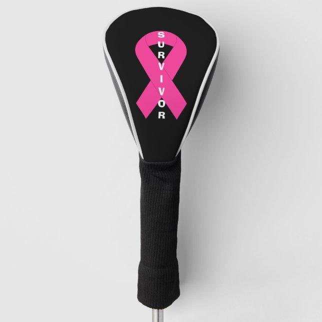 Breast Cancer Awareness Pink Ribbon Survivor Golf Head Cover (Front)