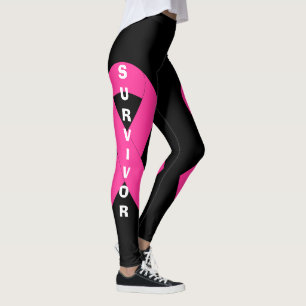 Breast Cancer Awareness Pink Ribbon Survivor Leggings