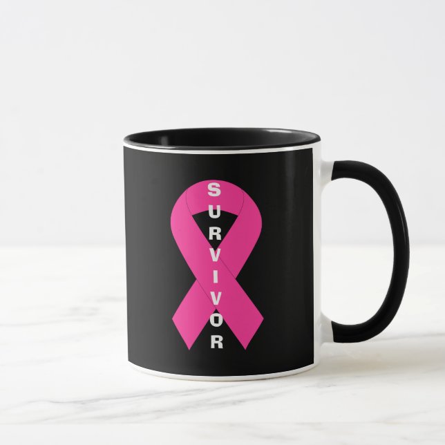 Breast Cancer Awareness Pink Ribbon Survivor Mug (Right)
