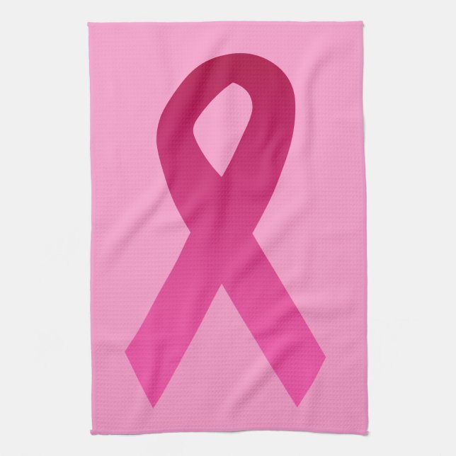 Breast cancer awareness pink ribbon tea towel (Vertical)