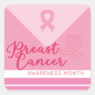Breast Cancer Awareness Pink ribbon themed Square Sticker
