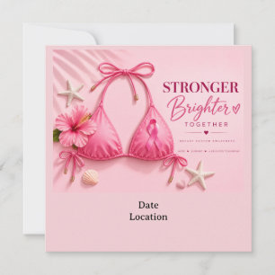 Breast Cancer Awareness Pink Ribbon think of you Invitation