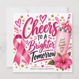 Breast Cancer Awareness Pink Ribbon think of you Invitation
