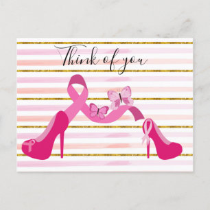 Breast Cancer Awareness Pink Ribbon think of you Postcard