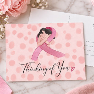 Breast Cancer Awareness Pink Ribbon think of you Postcard