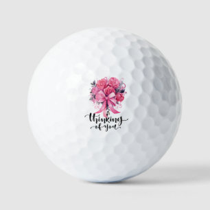 Breast Cancer Awareness Pink ribbon thinking  Golf Balls