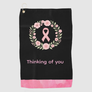 Breast Cancer Awareness Pink ribbon thinking  Golf Towel