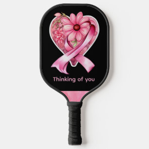 Breast Cancer Awareness Pink ribbon thinking Pickleball Paddle