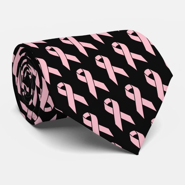 Breast Cancer Awareness Pink Ribbon Tie (Rolled)
