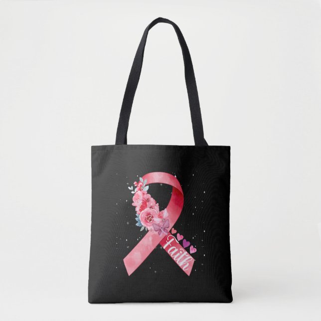 Breast Cancer Awareness Pink Ribbon Tote Bag (Front)