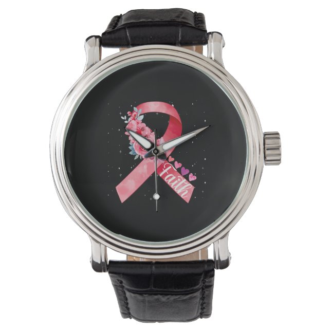 Breast Cancer Awareness Pink Ribbon Watch (Front)