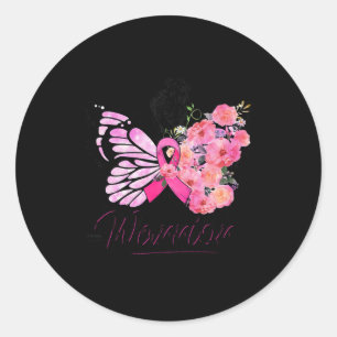Breast Cancer Awareness Pink Ribbons Butterfly Classic Round Sticker