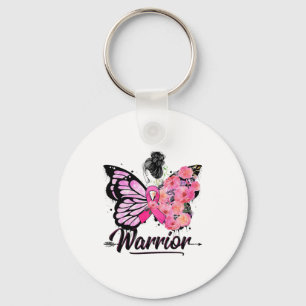 Breast Cancer Awareness Pink Ribbons Butterfly Key Ring